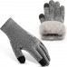 Black+white Thermal Winter Gloves for Men Women Pure Wool Knit Gloves with fleece lining insulated Liner Keep Hand Warm Gift