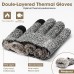 Black+white Thermal Winter Gloves for Men Women Pure Wool Knit Gloves with fleece lining insulated Liner Keep Hand Warm Gift