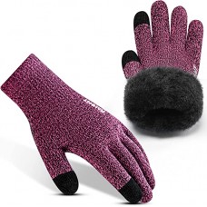 Black+rose Thermal Winter Gloves for Men Women Pure Wool Knit Gloves with fleece lining insulated Liner Keep Hand Warm Gift