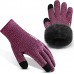 Black+rose Thermal Winter Gloves for Men Women Pure Wool Knit Gloves with fleece lining insulated Liner Keep Hand Warm Gift