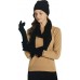 Black Women’s 100% Pure Cashmere Scarf, Gloves, Beanie Hat Gift Box Set