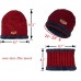 Red 3 PCS Beanie Hat Gloves Scarf for Women and Men Oversize Winter Beanie,Warm Fleece Lined Touchscreen Gloves Hat Scarf Set 