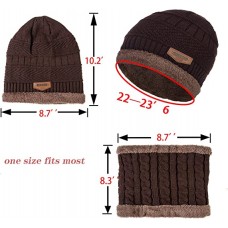 Coffee 3 PCS Beanie Hat Gloves Scarf for Women and Men Oversize Winter Beanie,Warm Fleece Lined Touchscreen Gloves Hat Scarf Set 