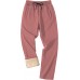 Gray Pink Men's Winter Fleece Pants Heavyweight Warm Sherpa Lined Sweatpants Running Jogger Pants with Pockets