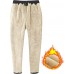 Gray Pink Men's Winter Fleece Pants Heavyweight Warm Sherpa Lined Sweatpants Running Jogger Pants with Pockets