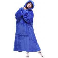 Blue Waitu Wearable Blanket Sweatshirt for Women and Men, Super Warm and Cozy Giant Blanket Hoodie, Thick Flannel Blanket with Sleeves and Giant Pocket - Gray