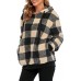 Y Plaid Khaki Women's Fuzzy Hoodies Sport Pullover Hoodie Athletic Cozy Oversized Pockets Hooded Sweatshirt Fleece Hoodies