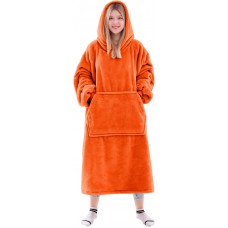 Orange Waitu Wearable Blanket Sweatshirt for Women and Men, Super Warm and Cozy Giant Blanket Hoodie, Thick Flannel Blanket with Sleeves and Giant Pocket - Gray