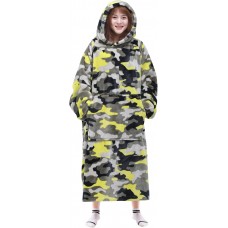 Camo Waitu Wearable Blanket Sweatshirt for Women and Men, Super Warm and Cozy Giant Blanket Hoodie, Thick Flannel Blanket with Sleeves and Giant Pocket - Gray