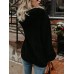 Black Women's Fuzzy Hoodies Sport Pullover Hoodie Athletic Cozy Oversized Pockets Hooded Sweatshirt Fleece Hoodies